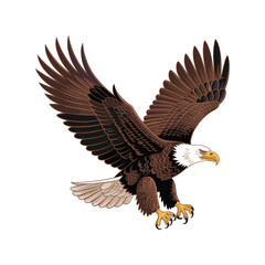 Fototapeta premium Bald Eagle Flying Vector Illustration on White Background