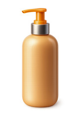 Fototapeta premium Realistic Orange Lotion Pump Bottle with Silver Collar and Orange Dispenser