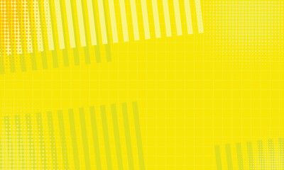Yellow comic background with halftone dots, grid pattern, and dynamic stripe accents for banners and graphic designs