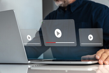 Professional streaming online video content and media on a futuristic virtual interface