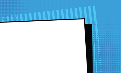 Blue pop art background with halftone dots and an angled white panel, suitable for banners, posters, and graphic templates