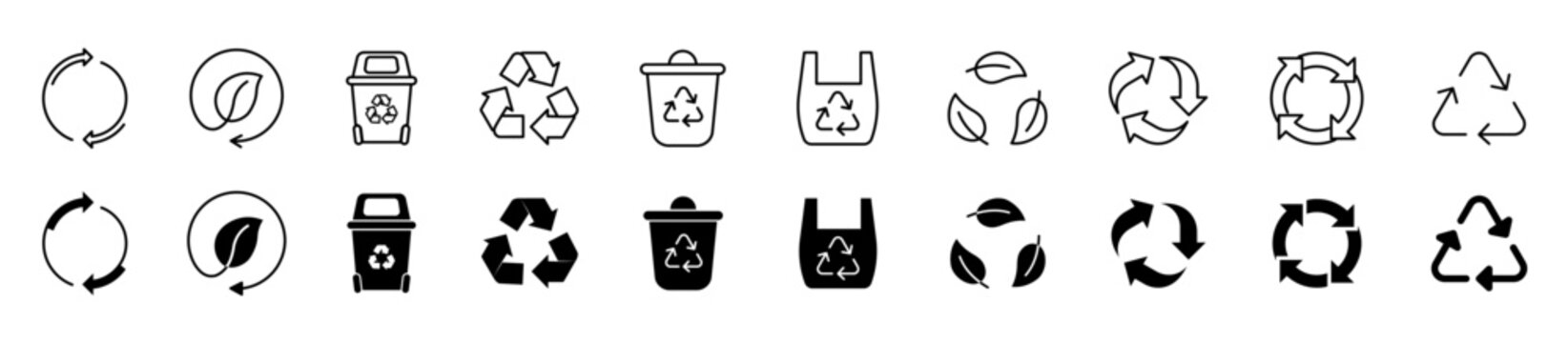 Recycle icon set. Ecology, eco friendly and environmental symbol. Vector illustration.