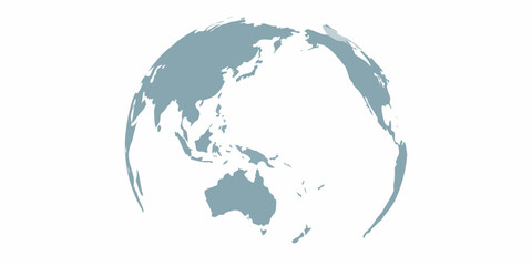 Stylized globe showing asia australia and the pacific ocean on a white background © Shuvra Majumder