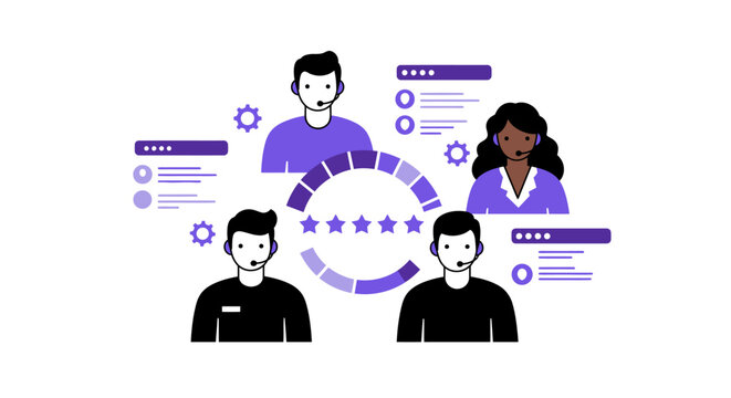 Customer Service Representatives with Rating and Feedback Elements.