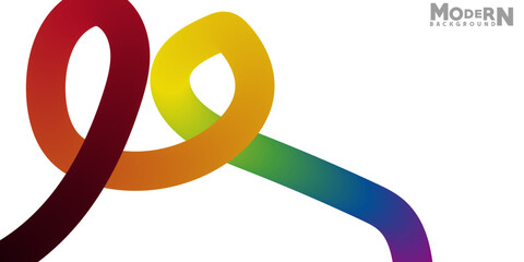 Modern Abstract Background with Colorful Gradient Ribbon on White Surface