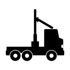 Crane truck silhouette for construction and industry
