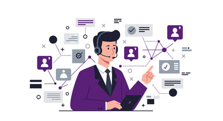 Fototapeta premium Vector Illustration of a Customer Service Representative.