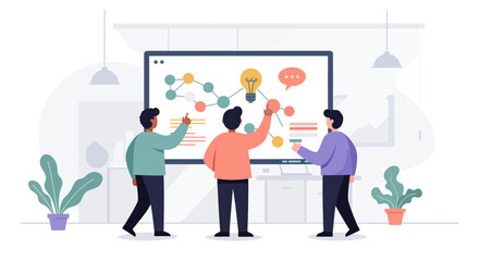 Fototapeta premium Team Analyzing Business Strategy on Whiteboard.