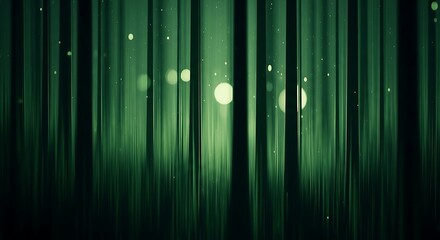 Abstract green background with vertical lines and bokeh effect, creating a serene and mysterious atmosphere, perfect for adding depth to designs
