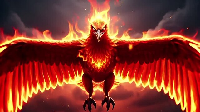 Phoenix rising fiery wings fantasy animation