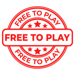 Red Free To Play stamp, sticker with stars icon