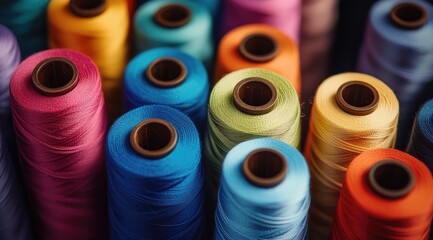 Colorful spools of thread close-up (1)