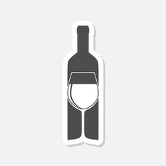 Wine bottle logo sticker isolated on gray background