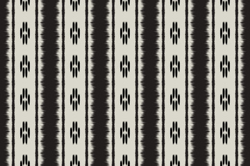 Black and White Ikat Stripe Seamless Pattern. Ikat Abstract striped Ethnic art. Seamless patterns tribal, folk embroidery, and Mexican style. Aztec geometric art ornament print.