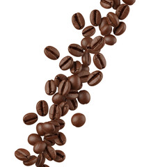 Obraz premium Scattered coffee beans isolated on transparent background