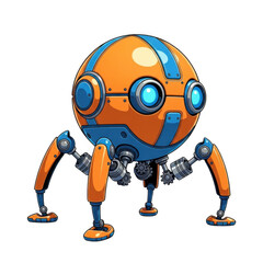 Fototapeta premium Futuristic robot sphere isolated on transparent background