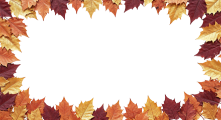 Autumn Leaves Border: A vibrant array of autumn leaves frames a central space. Leaves create a captivating border, perfect for conveying the beauty of the season. 