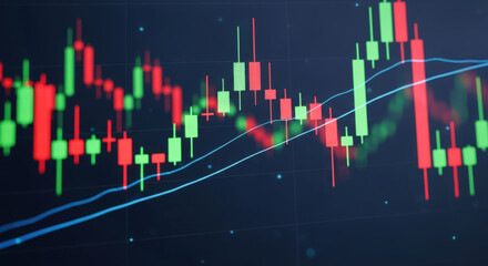 Analyzing Stock Market Trends A Close Up View of Candlestick Charts Displaying Fluctuations and Patterns for Strategic Investment Decisions in Finance