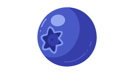 Isolated Blueberry Illustration with Star Pattern and Glossy Highlight.