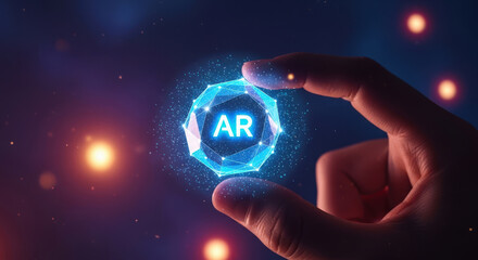 Augmented Reality Innovation Hologram Displayed in Hand Showcasing Technological Advancement, Interactive Experience, and Future of Digital Interface Design