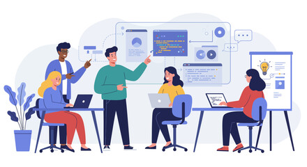 Team Collaboration and Brainstorming in Modern Office Environment.