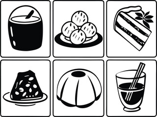 vector illustration of a set of icons of food  and                                                                                                                drink                             