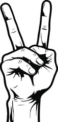  Bold line hand gesture illustration showing peace sign 1