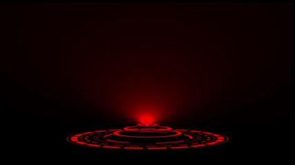 Futuristic red glowing circular interface with abstract data streams , Modern neon circuit and luminous data wave design, Virtual interface motion and cyber science visualization. - Powered by Adobe