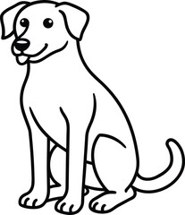 Obraz premium Dog sitting with paw raised outline vector illustration