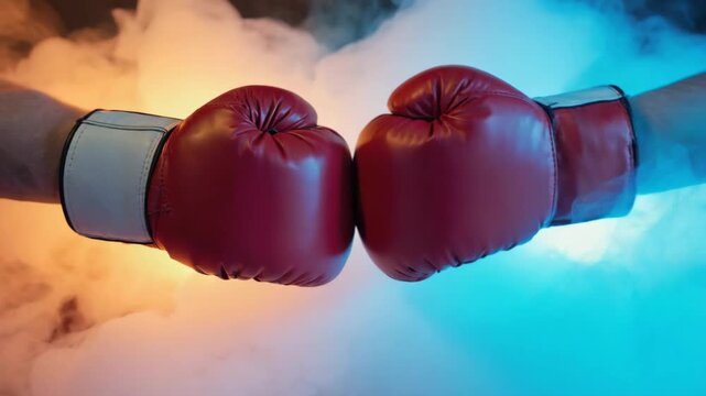 Boxing match showdown with intense atmosphere