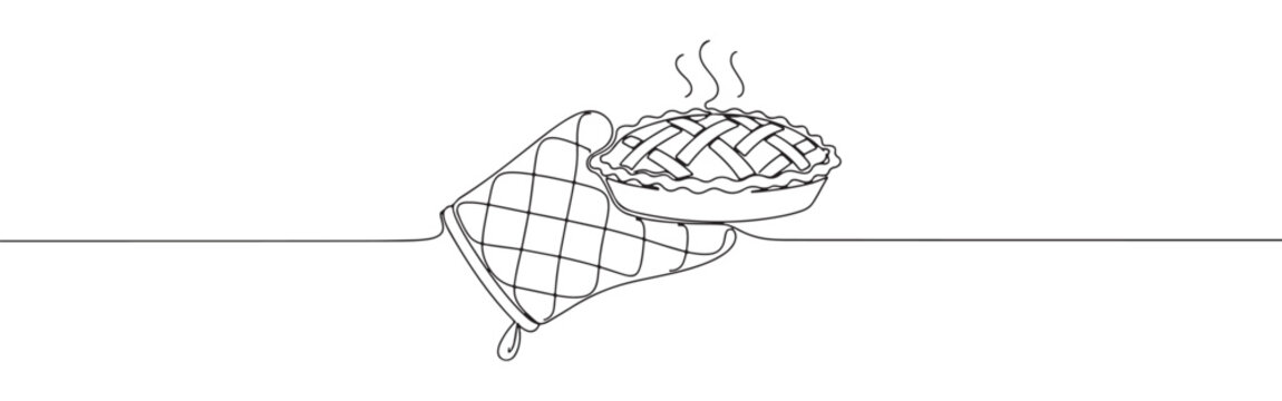 pie in oven mitt, line art clip art preview