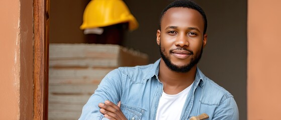 A construction worker is unloading blocks from a truck, preparing for work at a construction site in the daytime