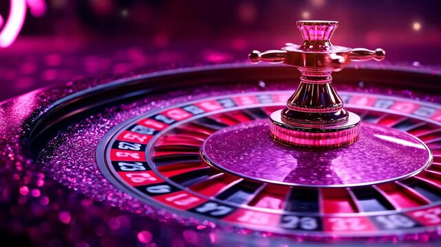 Vibrant casino roulette spins. A colorful roulette wheel spins in a lively casino setting, creating an atmosphere of thrill and anticipation.