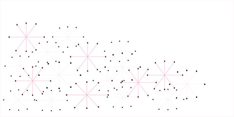 Abstract geometric background with connecting dots and lines with low poly triangle shapes. Polygonal Mesh Background Vector design digital technology concept Global network connection data structure. © ATIA