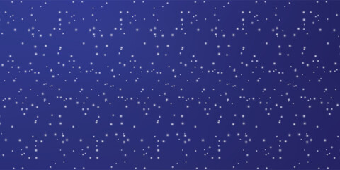Magical heavy snow flakes backdrop. Snowstorm speck ice particles. Snowfall sky white teal blue wallpaper. Rime snowflakes february vector. Snow hurricane landscape, snowflakes on dark blue background