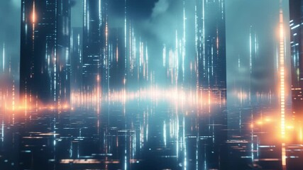 Digital data streams in a futuristic metaverse city - Powered by Adobe