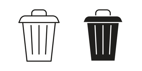 Bin icons set isolated on white background flat vector illustration.