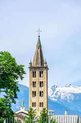 Old church in mountains, Aosta, Italy
