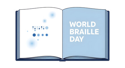 Open Book Illustrating World Braille Day with Braille Patterns for Educational Content, Awareness Campaigns, and Accessibility Initiatives