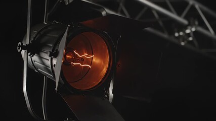 Cinematic Reveal A Dramatic Pan to an Igniting Studio Spotlight. studio film.