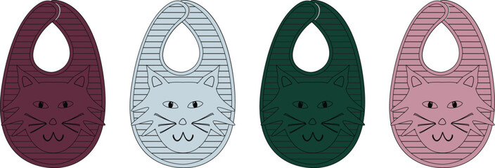 Whimsical Cat Face Bib Collection Playful Baby Essentials