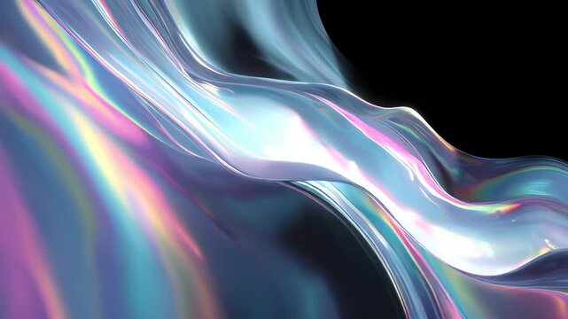 Fluid Abstract Hologram Art with Neon Reflections and Smooth Transitions in a 4D Visual Experience