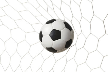 Fototapeta premium Football Hitting the Net Isolated on Transparent Background 