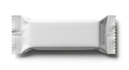 Blank white wrapper for a snack bar or candy isolated on white background
