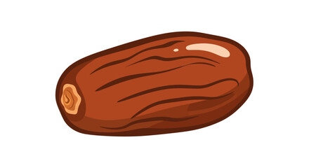 Illustration of a Single Brown Date Fruit with Wrinkles.