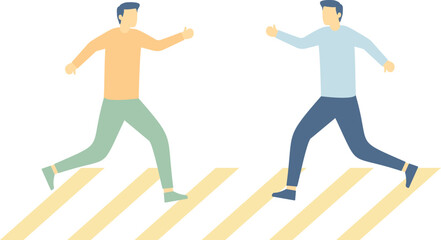 Businessman walking crosswalk. Man in suit going to office crossing street. Business vector concept. Illustration of businessman going crosswalk

