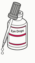 Eye drop bottle with dropper and liquid in minimalist design  