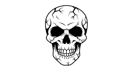Fototapeta premium Iconic Skull Graphic with Cracked Details and Dark Eye Sockets Representing Danger or Mystery
