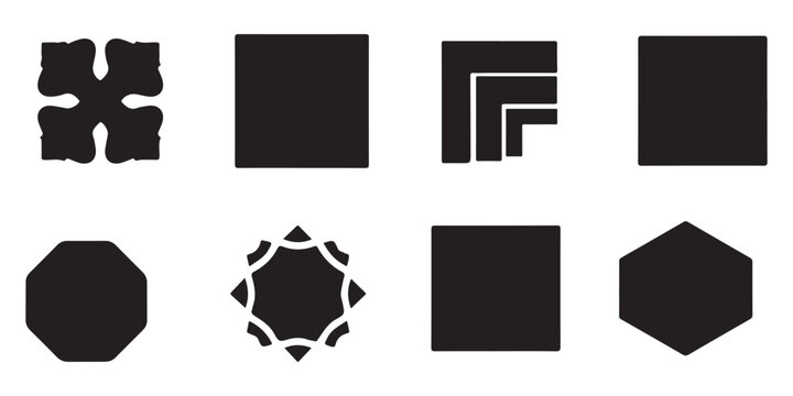 Set and bundle silhouette art vector design collection of black shapes