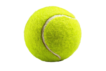 A vibrant yellow tennis ball, close-up view